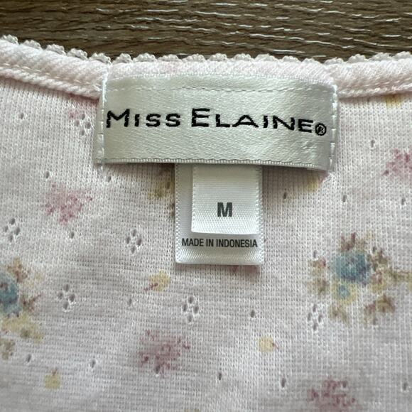 Miss Elaine Nightgown Womens Med Pink Floral Ruffle Trim Short Sleeves Sleepwear - Picture 3 of 11